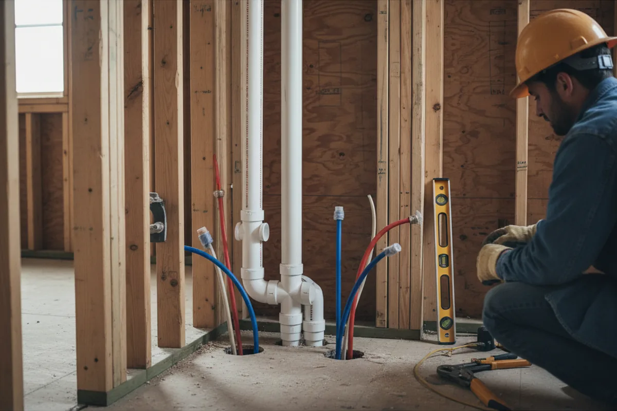 Drain and supply rough-in during Leak Detection in Brandon